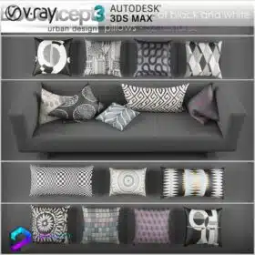 مجموعه کوسن مبل مدل سه بعدی Vray | 3Dsmax | Collection of pillows from BoConcept |