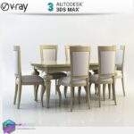 مدل سه بعدی میز نهارخوری سفید بژ 101 3Dsmax | Vray | Dining Table memarbash.com 101