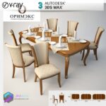 مدل سه بعدی میز نهارخوری چوب کرم 103 3Dsmax | Vray | Dining Table memarbash.com 103