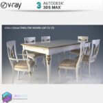 مدل سه بعدی میز نهارخوری سفید قهوه ای 107 3Dsmax | Vray | Dining Table memarbash.com 107