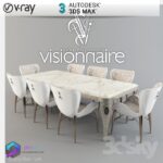 مدل سه بعدی میز نهارخوری کرم سنگ 108 3Dsmax | Vray | Dining Table memarbash.com 108