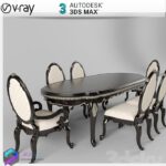 مدل سه بعدی میز نهارخوری مشکی سفید 109 3Dsmax | Vray | Dining Table memarbash.com 109