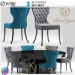 مدل سه بعدی میز نهارخوری چستر مشکی خاکستری 115 3Dsmax | Vray | Dining Table memarbash.com 115