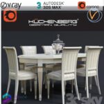 مدل سه بعدی میز نهارخوری طلایی سفید 116 3Dsmax | Vray | Corona | Dining Table memarbash.com 116