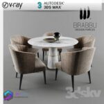 مدل سه بعدی میز نهارخوری سنگ قهوه ای 124 3Dsmax | Vray | Dining Table memarbash.com 124
