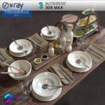 مدل ظروف غذا خوری سفید آشپزخانه به همراه اکسسوری | Renders 1