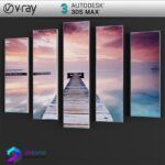 قاب عکس مدل سه بعدی Vray | 3Dsmax | Paris Night | | Triptych quot Paris Night quot 1