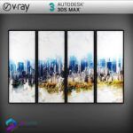 مدل سه بعدی قاب عکس چهارتکه 005 | decorative pictures preview1