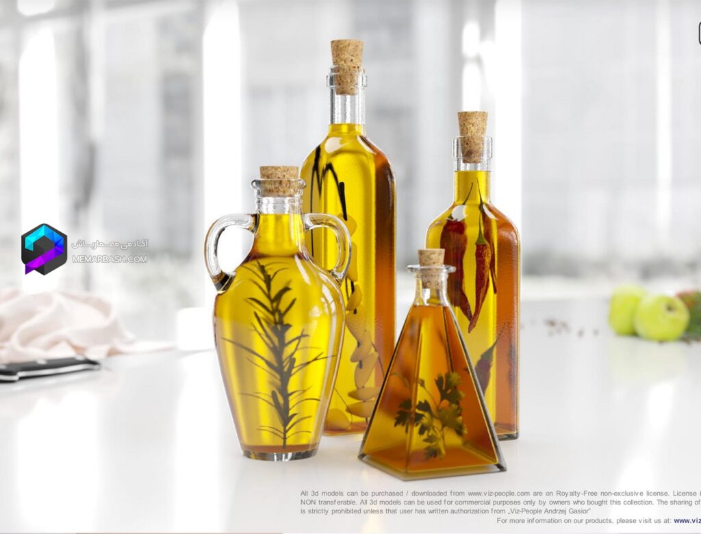بطری شیشه ای روغن مدل سه بعدی