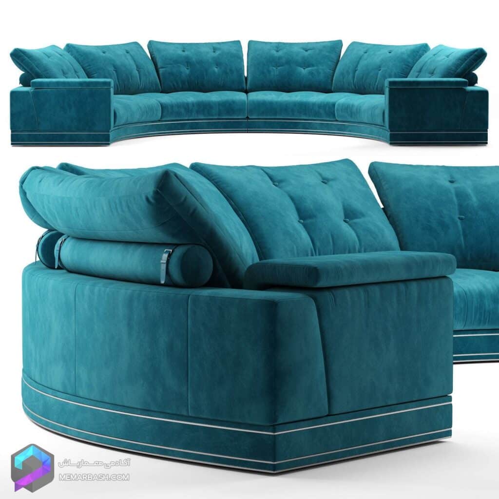 مدل سه بعدی مبل | Andrew round sectional velvet sofa – Fendi Casa