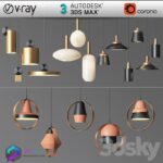 مدل سه بعدی ست چراغ آویز فلزی رنگی 031 3Dsmax | Vray | Corona | Light indoor memarbash.com 031