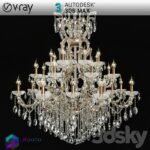 مدل سه بعدی لوستر بلور شمعی طلایی 037 3Dsmax | Vray | Light indoor memarbash.com 037