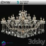 مدل سه بعدی لوستر کریستال شمعی طلایی 038 3Dsmax | Vray | Light indoor memarbash.com 038