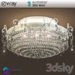 مدل سه بعدی چراغ سقفی کریستال نقره ای 043 3Dsmax | Vray | Light indoor memarbash.com 043