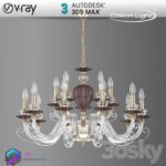مدل سه بعدی لوستر شاخه ای شیشه ای 045 3Dsmax | Vray | Light indoor memarbash.com 045
