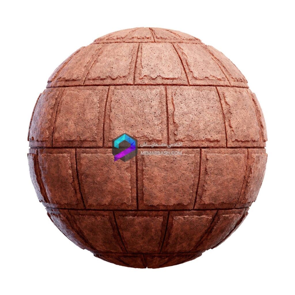 تکسچر آجر  PBR 82 | red stone slab wall
