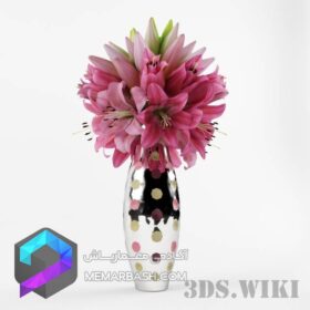 مدل سه بعدی گل و گلدان | Lily Marlene