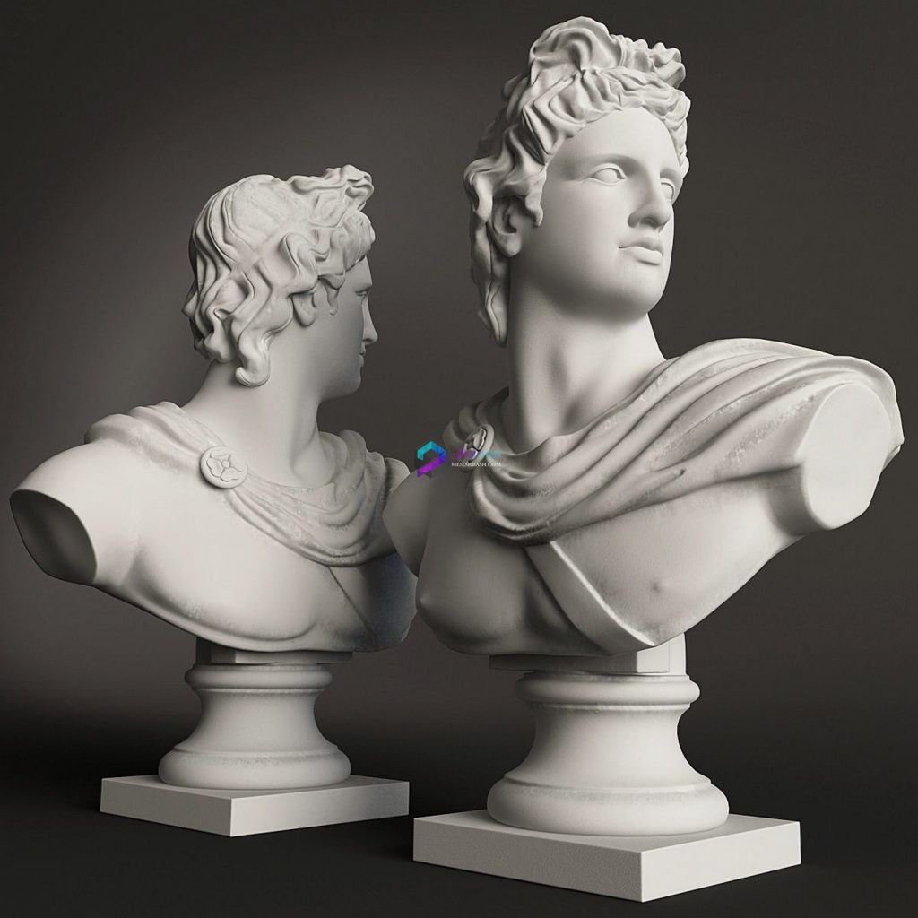 مجسمه نیم تنه مدل سه بعدی Apollo
