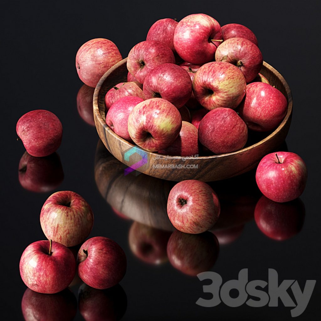 ظرف سیب خوراکی مدل سه بعدی Apples In Bowl