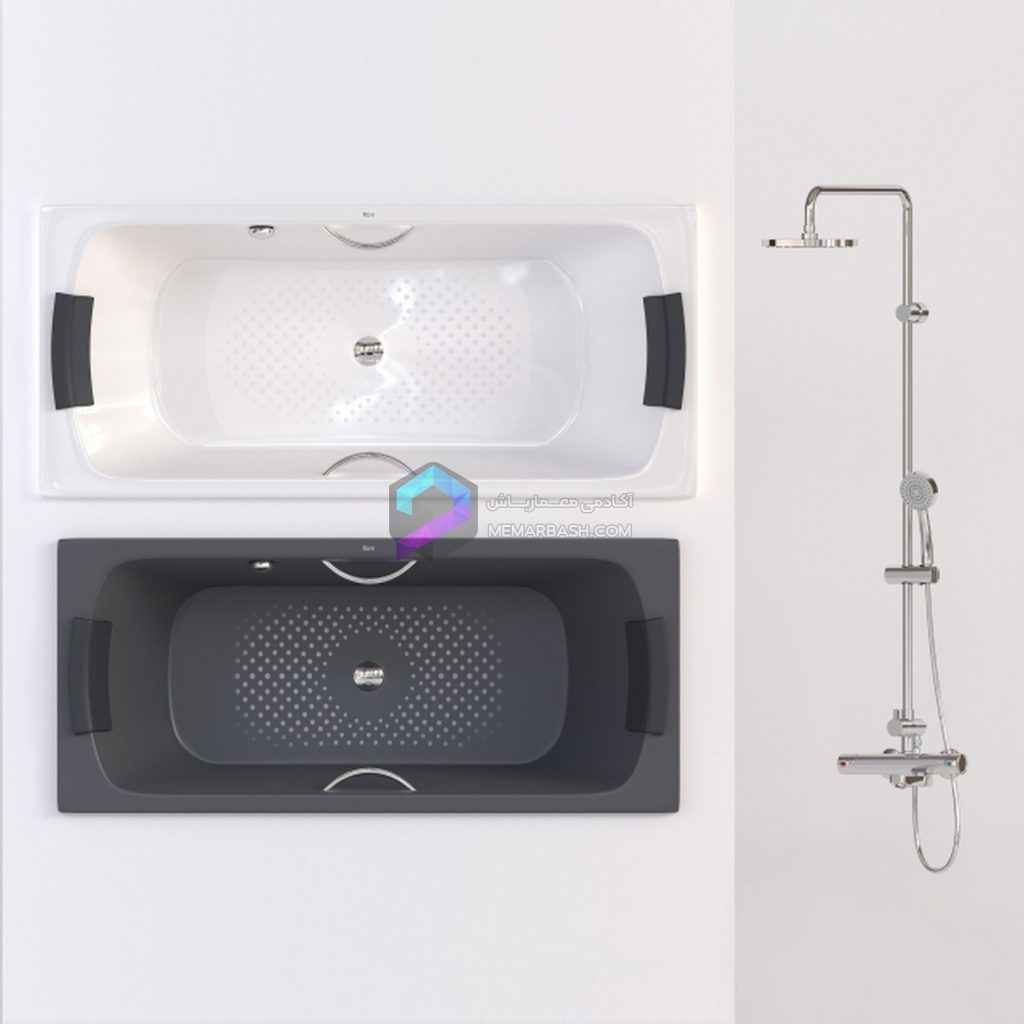 ست وان حمام مدل سه بعدی Bath Roca Lun and Shower set Victoria   T