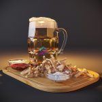 لیوان دلستر با تنقلات مدل سه بعدی Beer with snacks | Beer with snacks