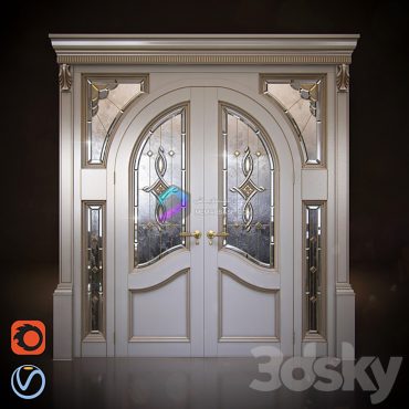 درب ورودی دو لنگه کلاسیک مدل سه بعدی Classic doors arch