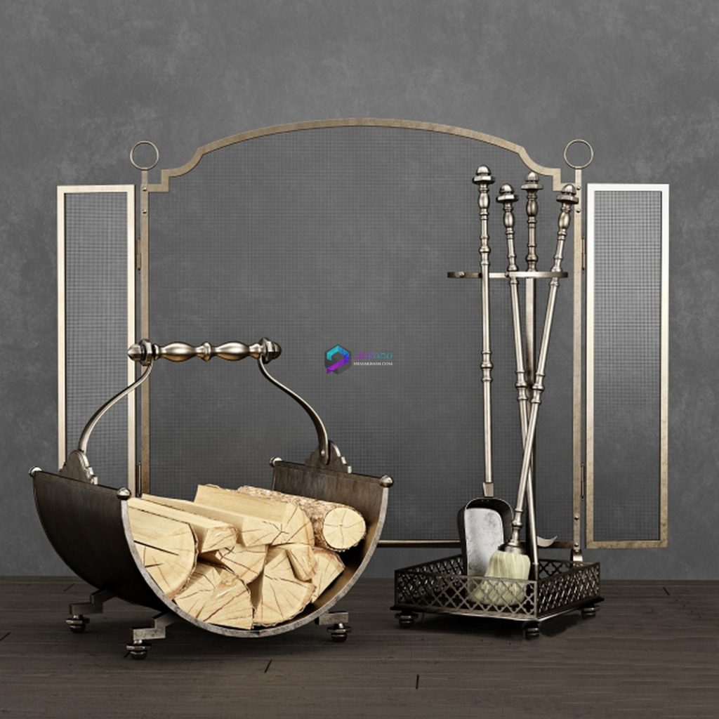 اکسسوری شومینه مدل سه بعدی Fireplace accessories