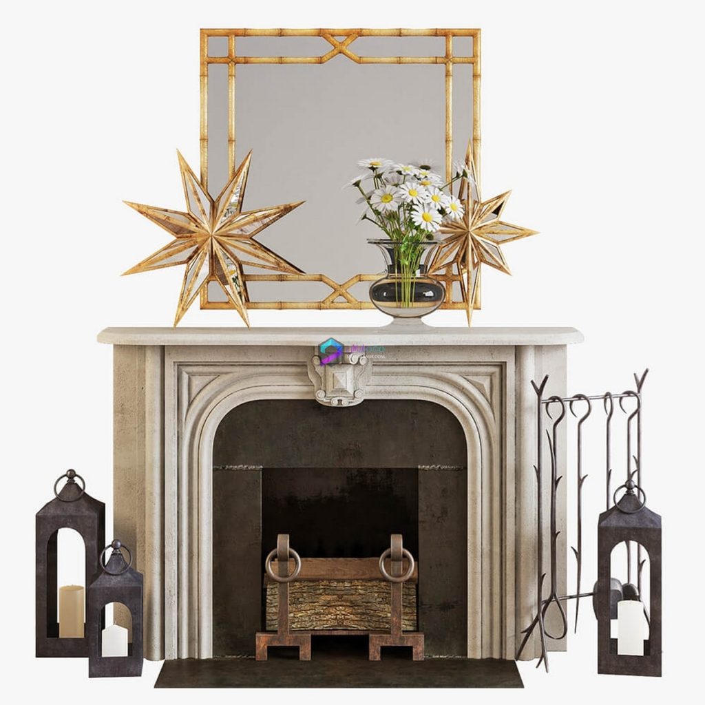 شومینه مدل سه بعدیFireplace set 002