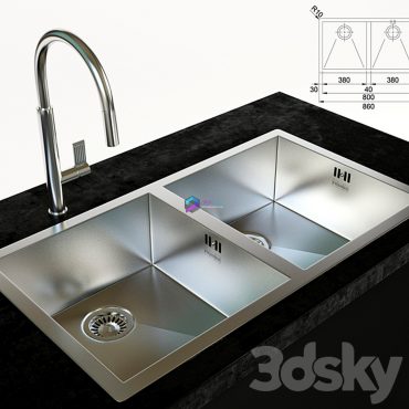 سینک دولگنه مدل سه بعدی Franke sink and faucet