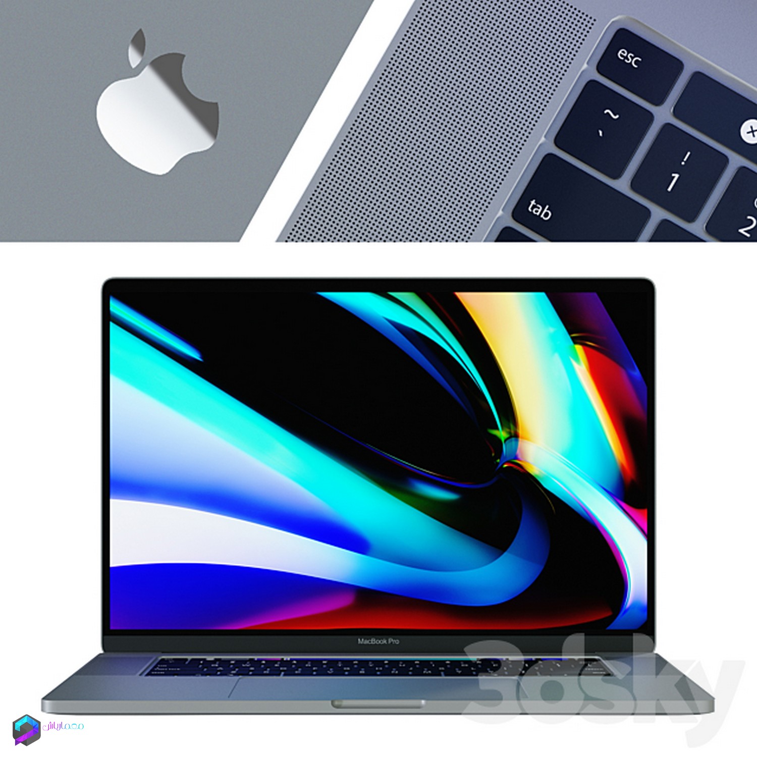 مک بوک  مدل سه بعدی MacBook Pro 16 Silver and Space Gray