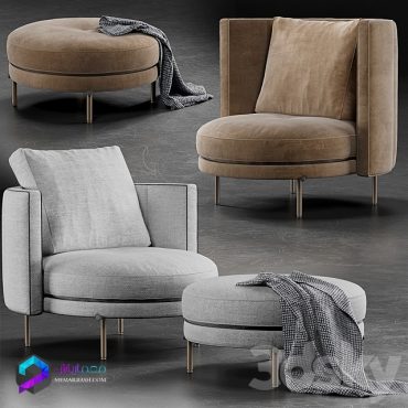 مبل صندلی پایه فلزی مدل سه بعدی Minotti_ToriiMinotti_Torii