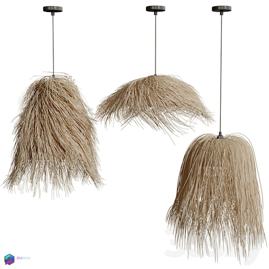 چراغ حصیری مدل سه بعدی Moroccan Wicker Leaf Pendant Light