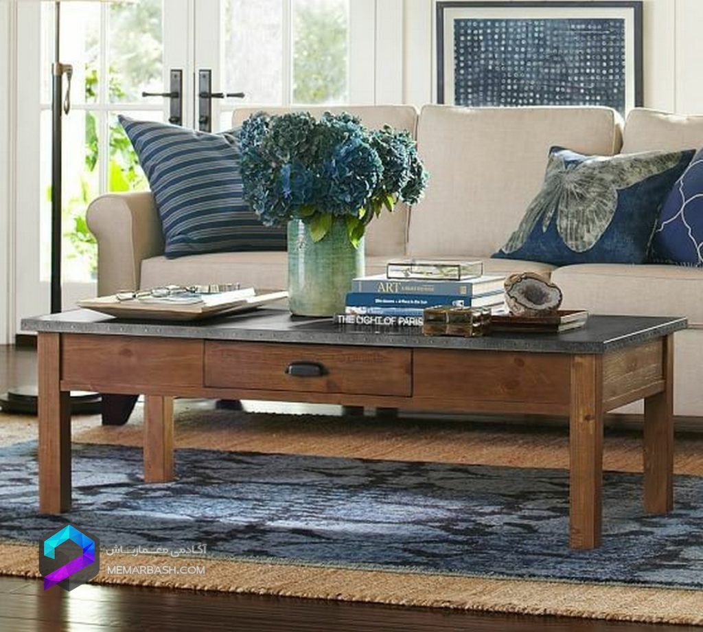 میز قهوه خوری با ست دکوری مدل سه بعدی Pottery Barn CHANNING COFFEE TABLE with