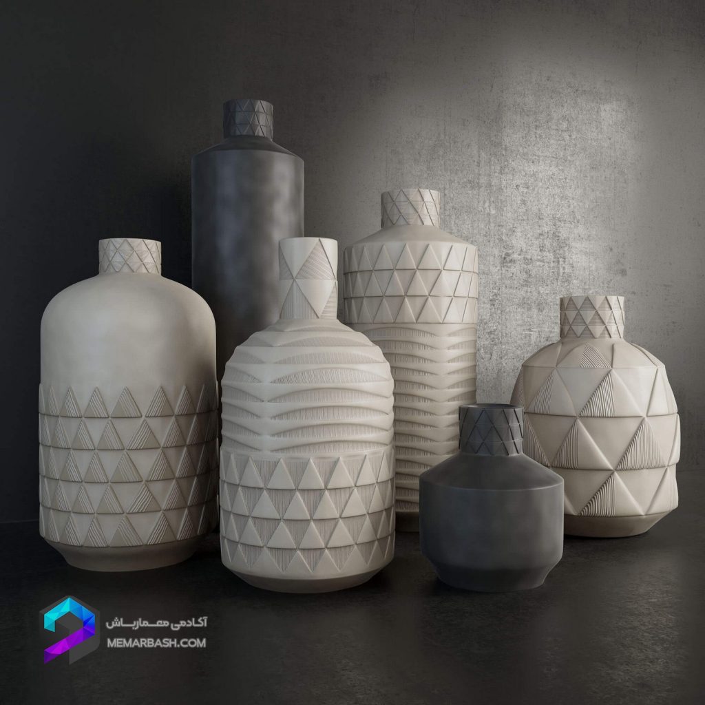 گلدان طرح فشرده مدل سه بعدی Pressed Pattern Vases
