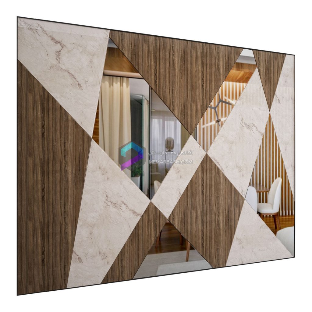 دکور دیوار چوب و مرمر مدل سه بعدیWood & Marble Wall Decor