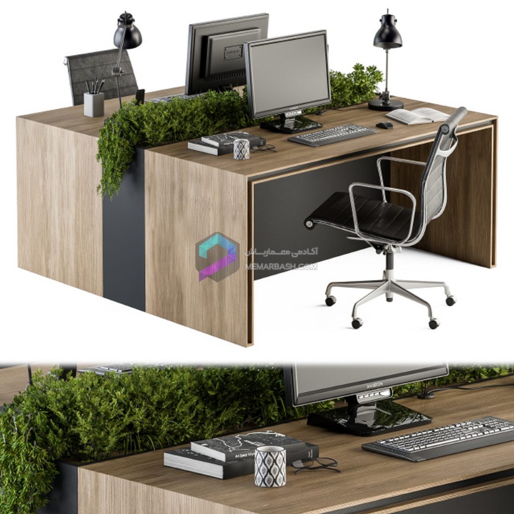 ست میزو صندلی اداری مدل سه یعدی Office Furniture Employee Set 17