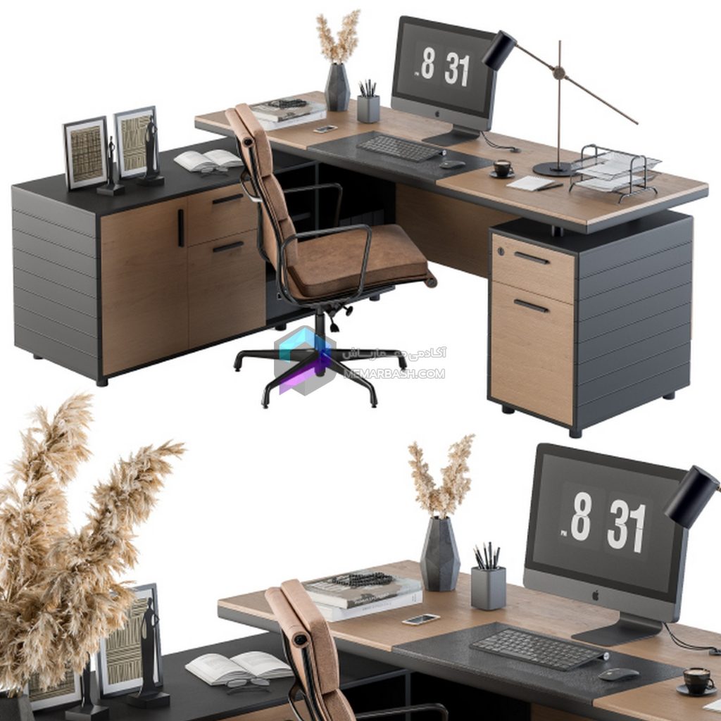 ست مبلمان اداری مدل سه بعدی Office Furniture Manager Set 28