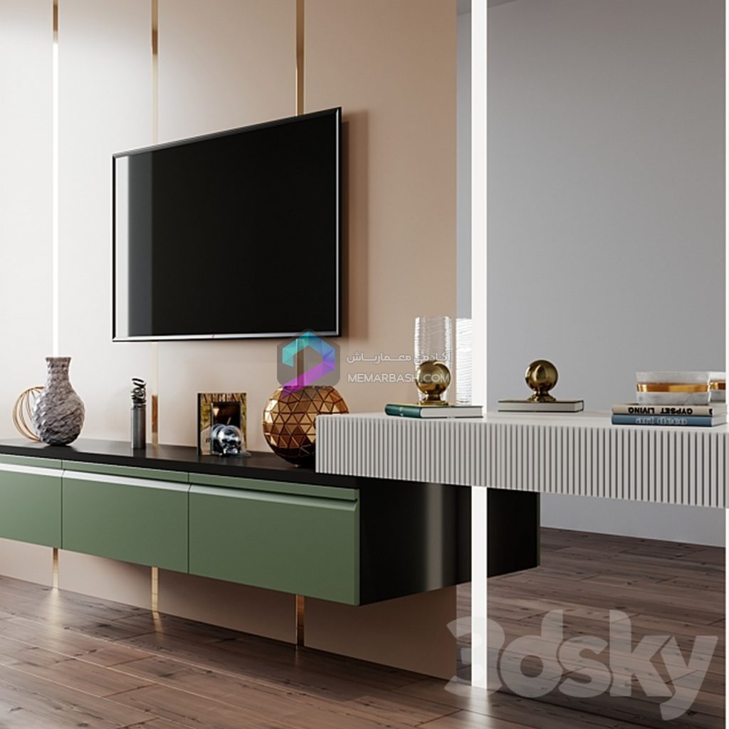 ست دیوار تلویزیون و میز تلویزیون مدل سه بعدی Tv Set 177