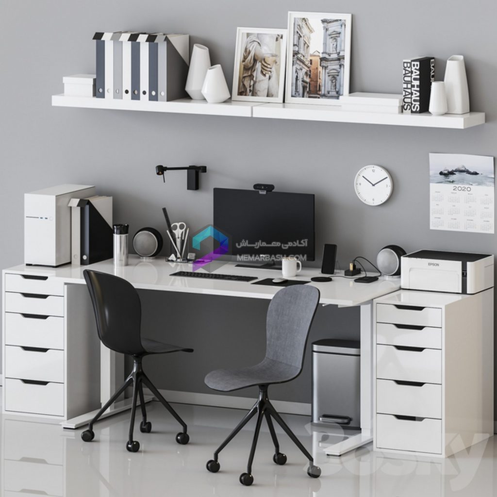 میز کار اداری و اکسسوری مدل سه بعدی Workplace 01