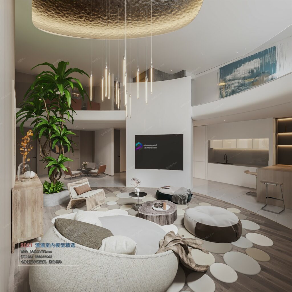 ابجکت صحنه اماده نشیمن مدرن مدل سه بعدی A033-Modern style-Corona