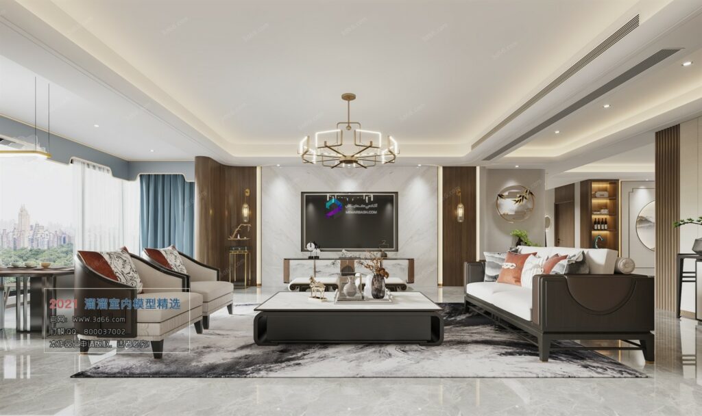 صحنه داخلی اماده  مدل سه بعدیChinese style Vray model