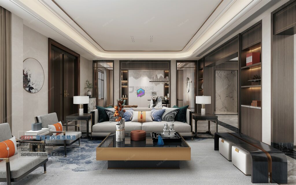 صحنه داخلی اماده  مدل سه بعدیChinese style Vray model 6