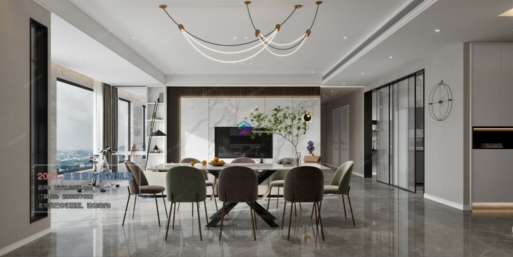 صحنه آماده نشیمن و ناهارخوری مدل سه بعدیkit A034 memarbash Modern style Corona model