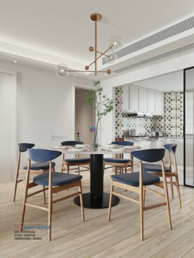 صحنه آماده داخلی آشپزخانه و ناهارخوری مدل سه بعدیkit M007 memarbash Nordic style Corona model