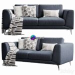 مبل تک مدرن دو نفره مخمل با پایه استیل | BOconcept Fargo Sofa | BOconcept Fargo 2 0