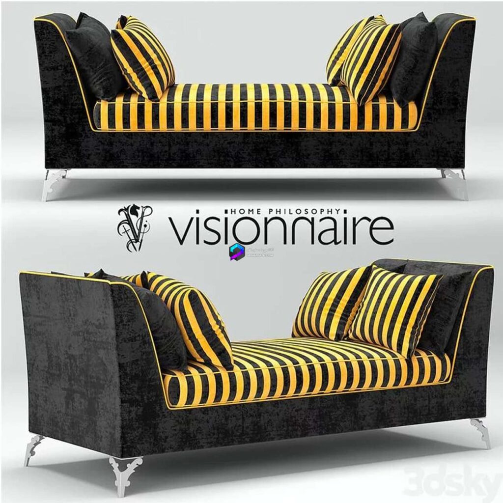 مبل تک لاوست طرح زبرا مشکی و زرد | Bakette Avalon IPE Cavalli