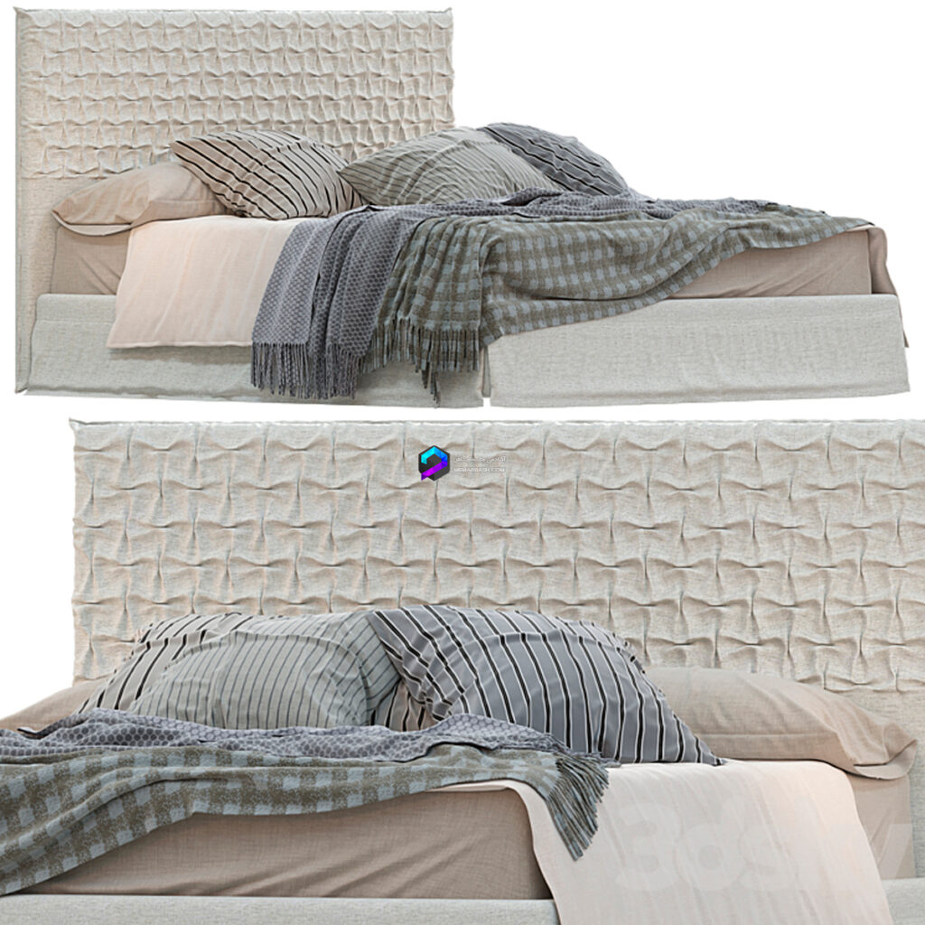 Bed from the factory Bolzan collection Clay headboard in the style of Sheen