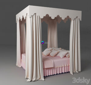 Bed with a rectangular canopy