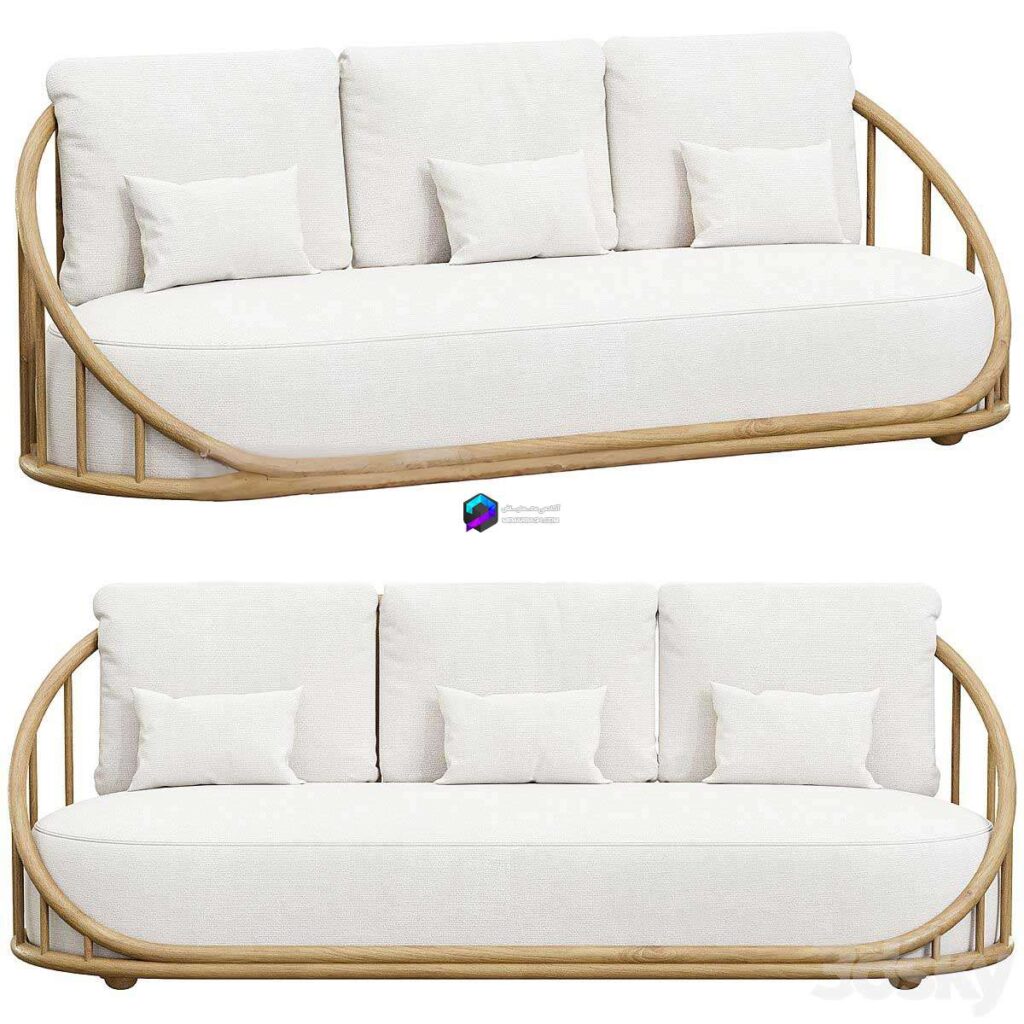 مبل تک مدرن سفید با اسکلت چوبی | Cask Sofa