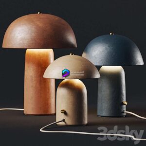 Ceramicah Raku Tera Lime Plaster Table Lamps